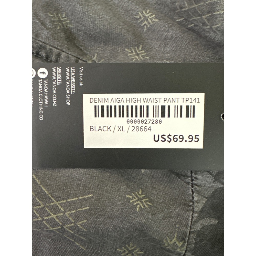 Tanoa Hawaii Denim Aiga High Waist Pant XL Black Tencel Wide Leg Tropical TP141 - Picture 3 of 13